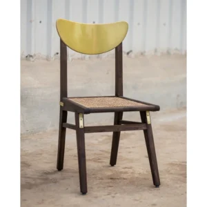 Cane and wood dining chair