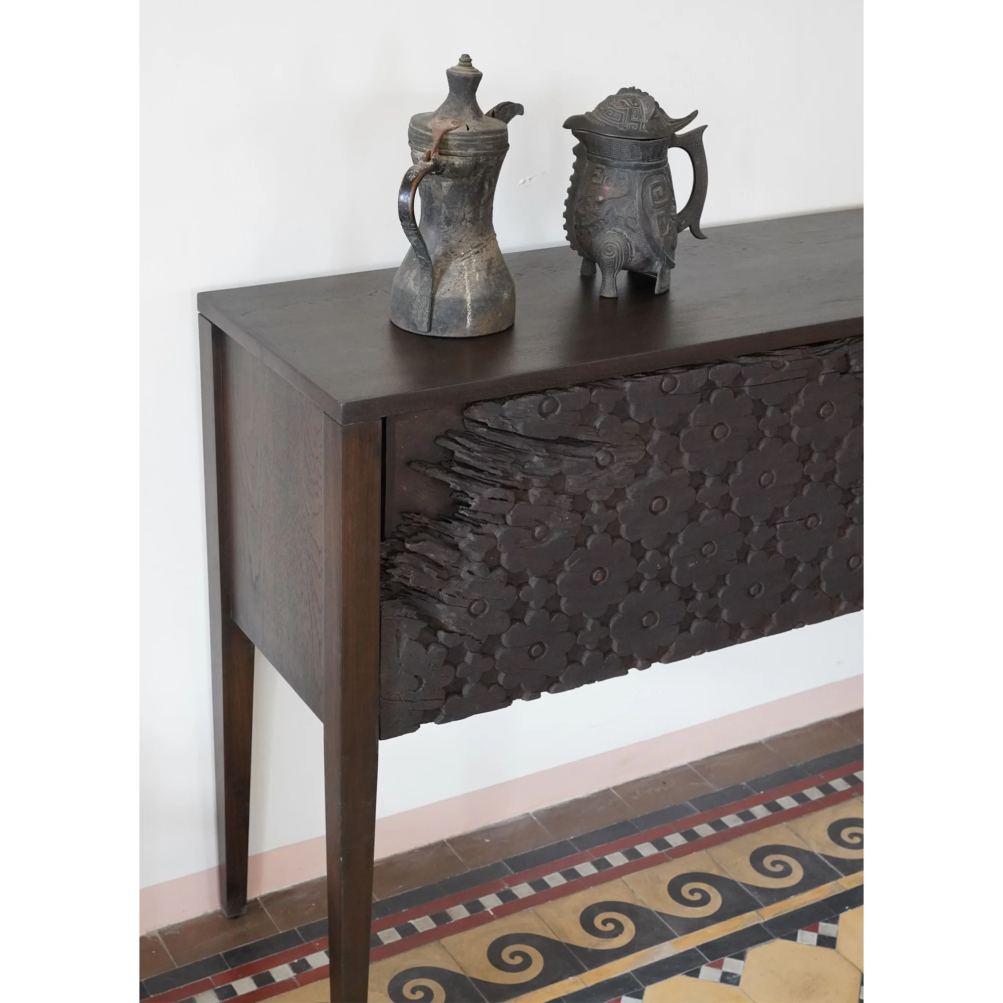 Antique tribal art console table